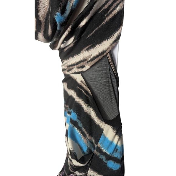 Bebe Dress Womens XXS Y2K Bodycon Mini Party HOCO Stretchy Clubwear Mesh Cut Out - Picture 7 of 12